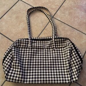 BAGGU Black and White Gingham Shoulder Bag